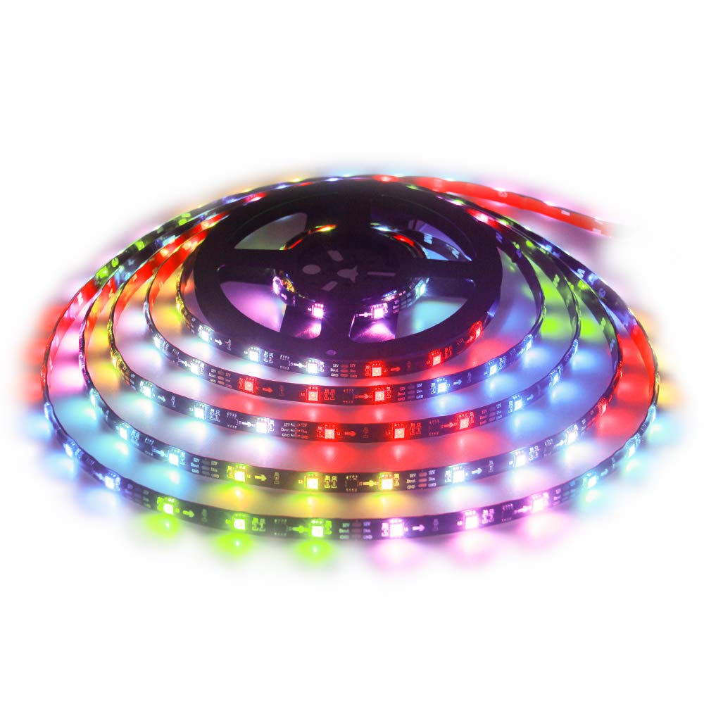 ALITOVE WS2811 RGB LED Strip Light 16.4ft 150 LEDs Waterproof IP65 Black FPCB Flexible Pixel Lights for Arduino DIY