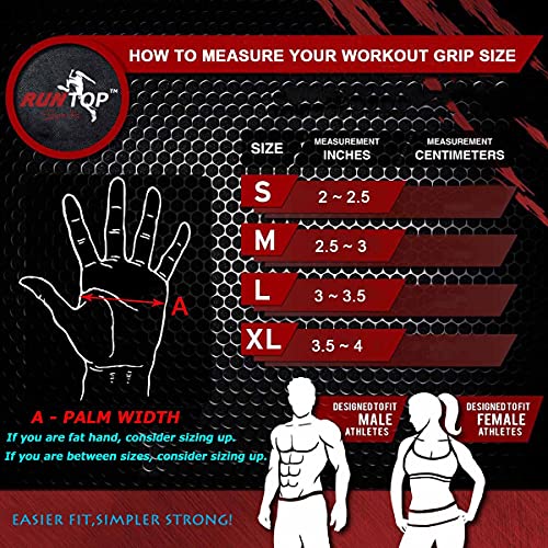RUNTOP Workout Gloves Fitness Cross Training WODS Gym Yoga Exercise Grip Pads Weight Lifting Powerlifting Anti-Slip Bareha...