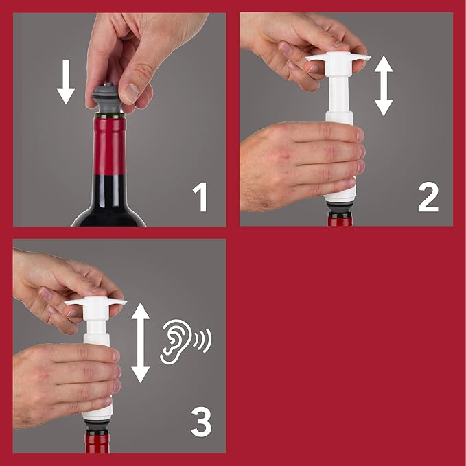 Vacu Vin Original Wine Saver with 2 Vacuum Bottle Stoppers – White Wine Preserver Pump for Red or White Wine – Manual Air Remover System – Airtight Seal – Keep Wine Fresh Longer