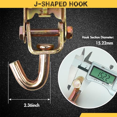 Digank Car Tie Down Straps (4PK) with J Finger Hook Lasso Ratchet Strap 2 Inch x 96 Inch- for Any Car, SUV, Jeep or Sports...