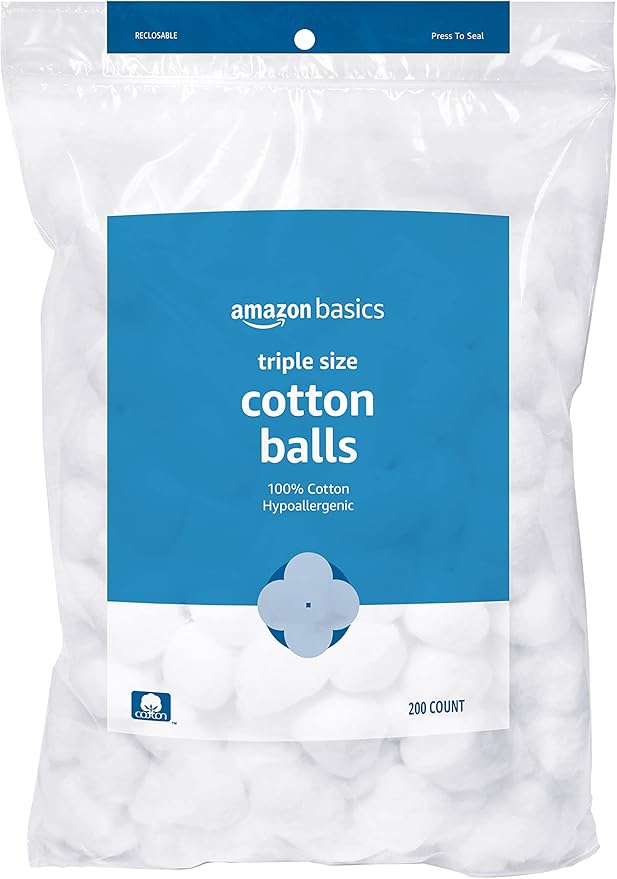 Amazon Basics Cotton Balls for Skincare, 200 Count (Previously Solimo)