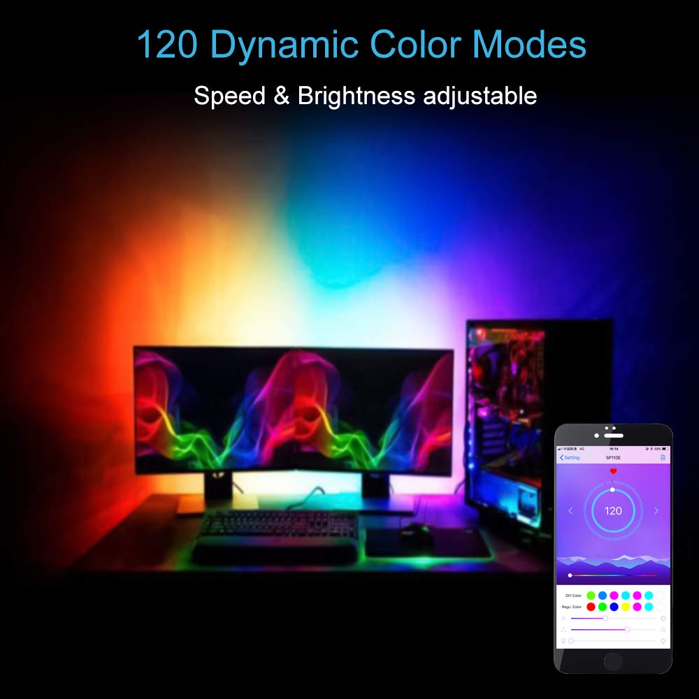 Alitove Ws2812B Led Bluetooth Controller, Sp110E, Wireless Remote, Dc 5V-12V, Rgb For Sk6812, Programmable Dream Color Pixel