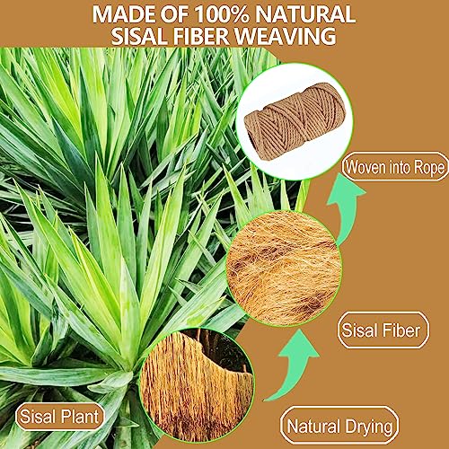 Sisal Rope for Cat Scratcher,Rope for Cat Scratch Post 3mm 656Ft Jute Twine for Scratching Post Repairing, Recovering or DIY