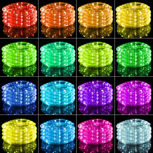 Minetom Color Changing Rope Lights Outdoor, 33FT 100 LED String Lights with Plug & Remote, Waterproof Christmas Light Outd...