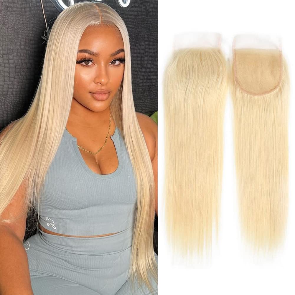 613 Closure Straight 4x4 Transparent HD Lace Closure Blonde Closure 12A Brazilian Virgin Remy Human Hair Extension 100% Russian