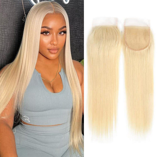 613 Closure Straight 4x4 Transparent HD Lace Closure Blonde Closure 12A Brazilian Virgin Remy Human Hair Extension 100% Russian