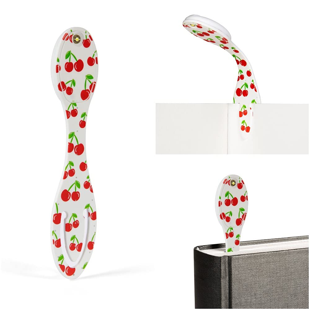 Gifts for Readers & Writers Flexilight Bookmark Light | LED Clip-On Reading Lamp | Battery Operated | Cherries