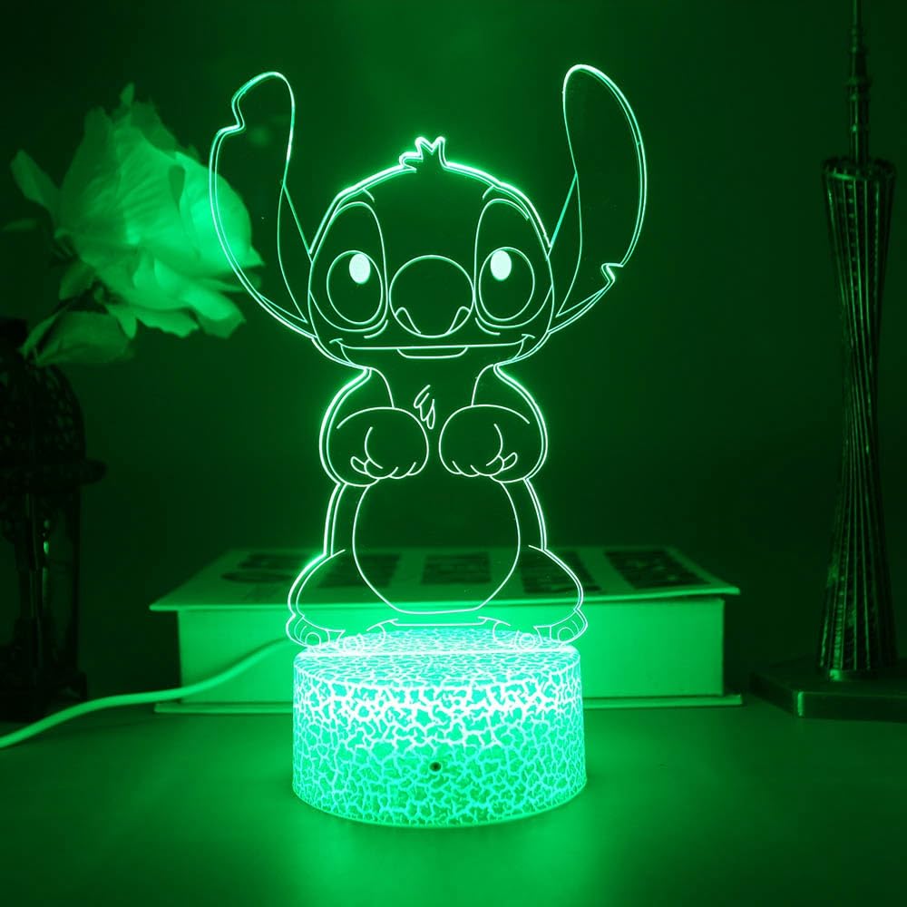 Lilo and Stitch 3D Night Light, Remote Control, 16 Colors, Acrylic, 8 x 2 x 6 inches, Model ST01
