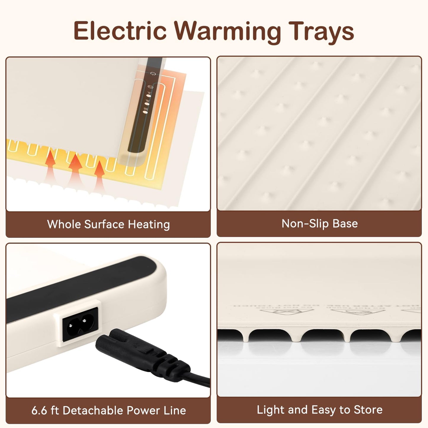 Food Warming Mat, Electric Warming Tray for Parties & Buffets with 3 Temperature & Fast Heating, Electric Food Warmer Mat, Foldable Silicone Heating Mat