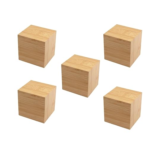 Bamboo Blocks 100 PCS 1 Inch Unfinished Bamboo Blocks for Crafts Wooden Cubes Plain Wooden Blocks for Baby Shower, Small Blank Wooden Blocks, STEM, Building, Birch Wood Cubes for Crafts