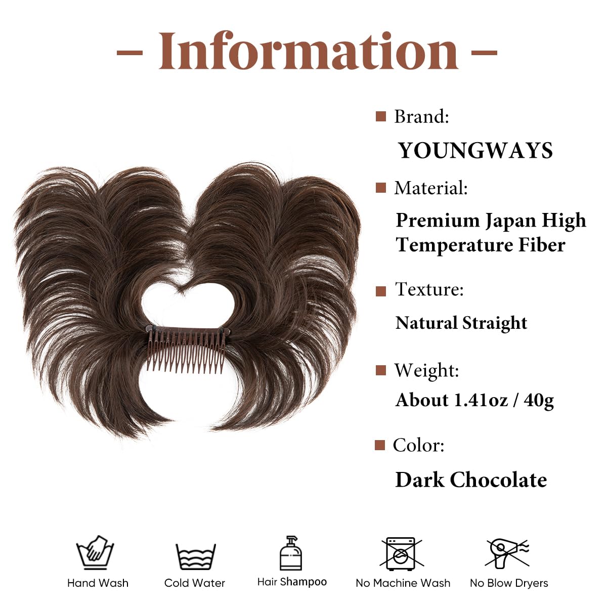 YOUNGWAYS Messy Bun Hair Piece Side Comb Clip in Bun Hairpiece for Women Short Natural Straight Versatile Adjustable Styles Easy