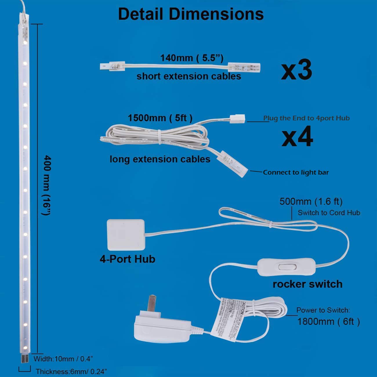 Cefrank 16-Inch Led Display Light Bars - Linkable Slim Strip Kit, Warm White 3000K, Model Ls1803K-40-2, Plug N Play
