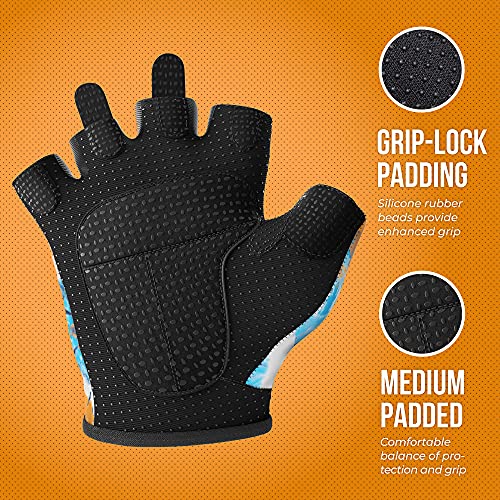 Contraband Pink Label 5347 Womens Designer Workout Gloves | Tie Dye Print w/Grip-Lock™ Silicone Palm