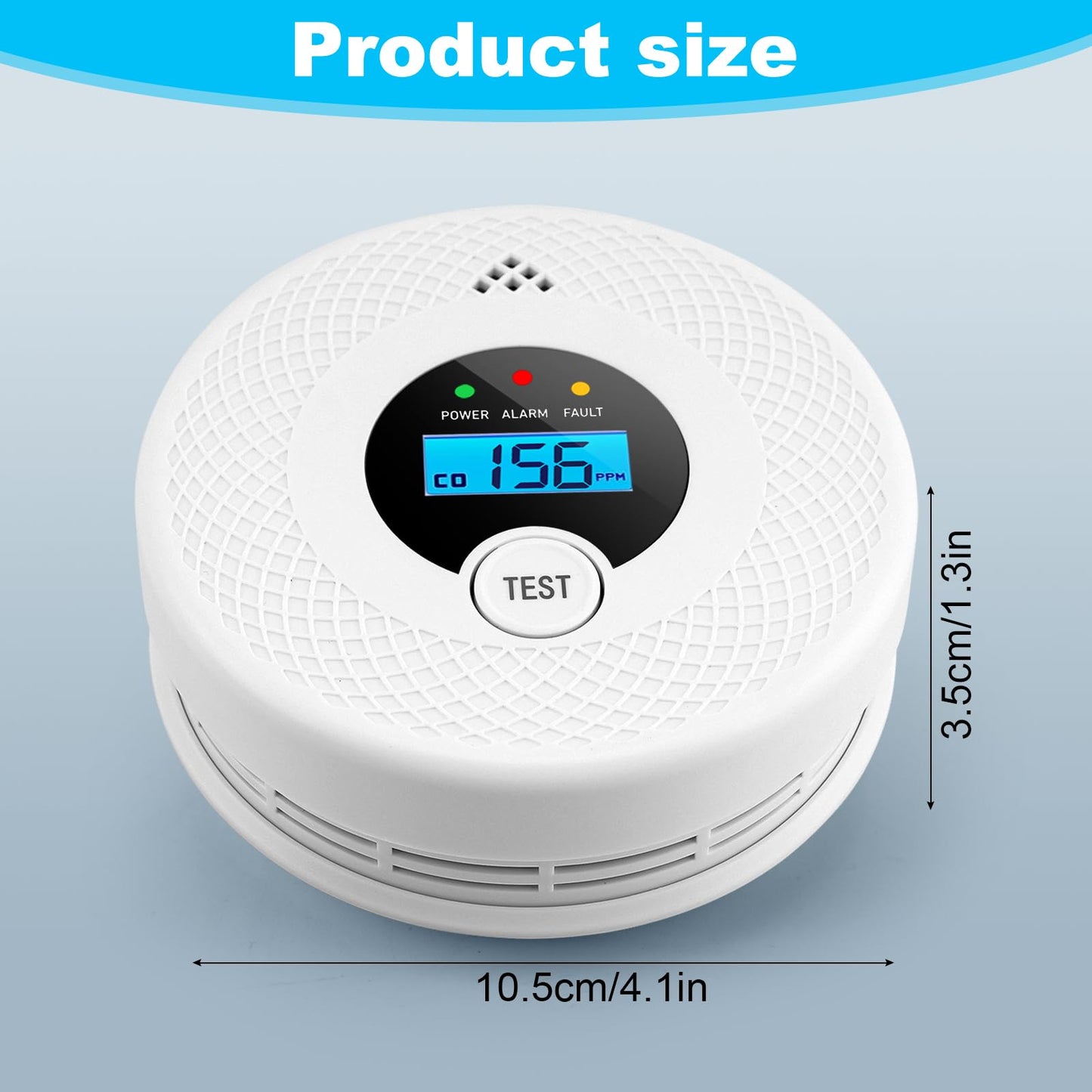 4 Pack Smoke and Carbon Monoxide Detector with Test Button, 85dB Loud Beep, LCD Display, Battery-Operated Smoke Detector Carbon Monoxide Detector Combo for House, Apartment, Kitchen, Garage Use