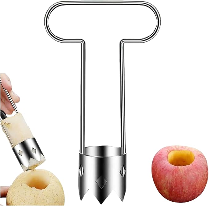 Red Bell Pepper Seed Corer, Upgraded T Shaped Vegetable and Fruit Corer Stainless Steel Tomato Apple Seed Remover Tool Practical Kitchen Gadget for Removing Fruit & Vegetable Cores (B 1pcs)