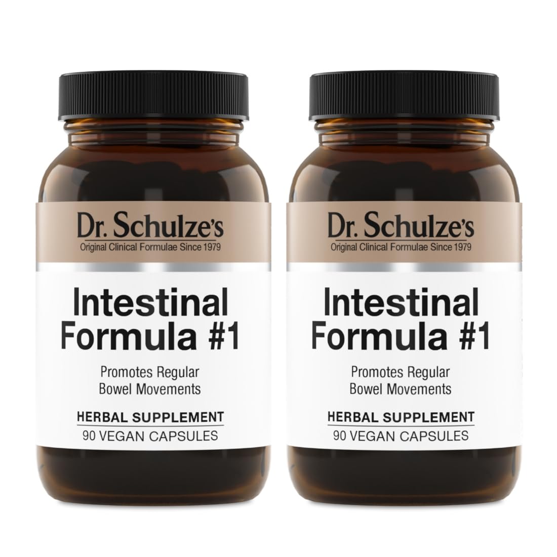 Dr. Schulze's Intestinal Formula #1 - Bowel Movement Supplement for Colon Health Support - Bloating & Constipation Aid - Intestinal Cleanse - All-Natural - Plant-Based - Vegan - 90 Count (2 Pack)