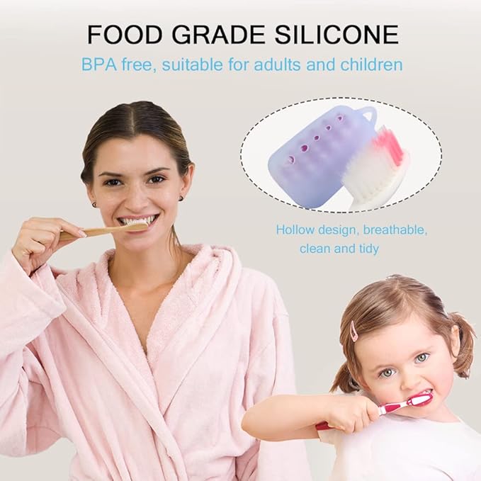 V-TOP Toothbrush Covers Caps, 10 Pack Toothbrush Head Cover for Travel, Silicone Portable Tooth Brush Protecter Cover Pod Case for Home and Outdoor
