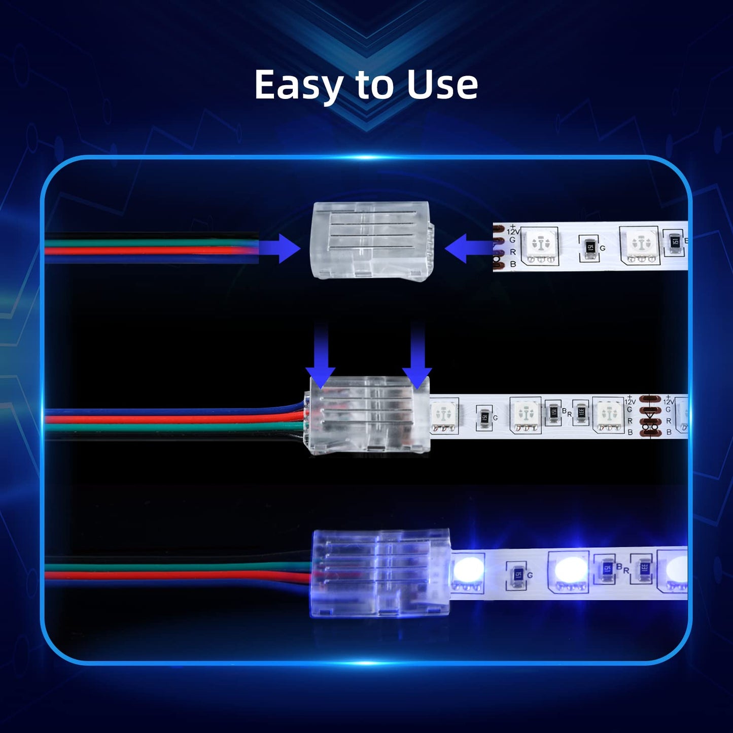 Red Snail 10Pcs Led Strip Connectors - 20 Ft 4 Pin 10Mm Rgb Smd 5050 Extension Cable