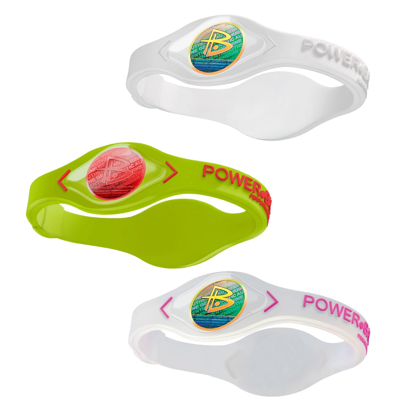 Power Balance Performance Wristband 3 Pack - Silicone, Waterproof, Lightweight, Multi-Color