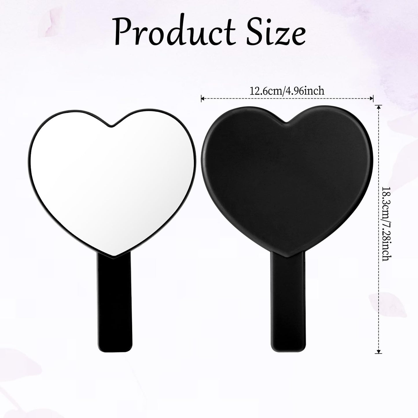 TIESOME Heart Shaped Handheld Mirror, Drop-Resistant Small Heart Mirrors with Handle Portable Travel Cosmetic Lash Mirror Hand M