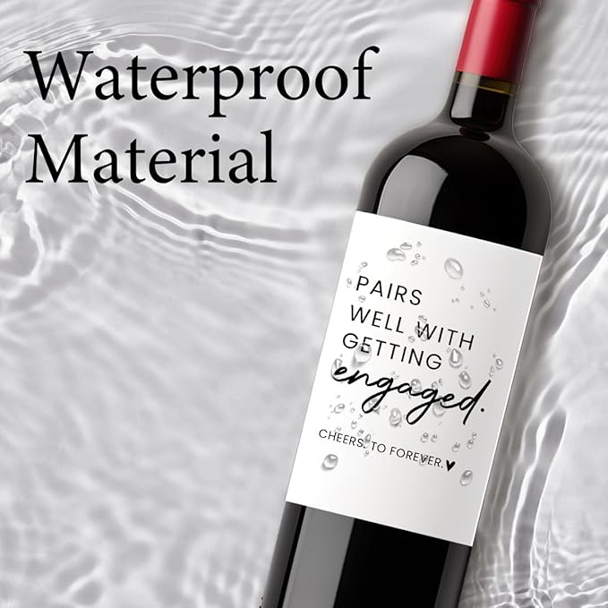 8 Pcs Engagement Wine Labels, Engagement Gifts for Couples Her, Engagement Party Decorations Gifts for Engaged Couple Wine Bottle Stickers, Pairs Well with Getting Engaged Wine Bottle Labels