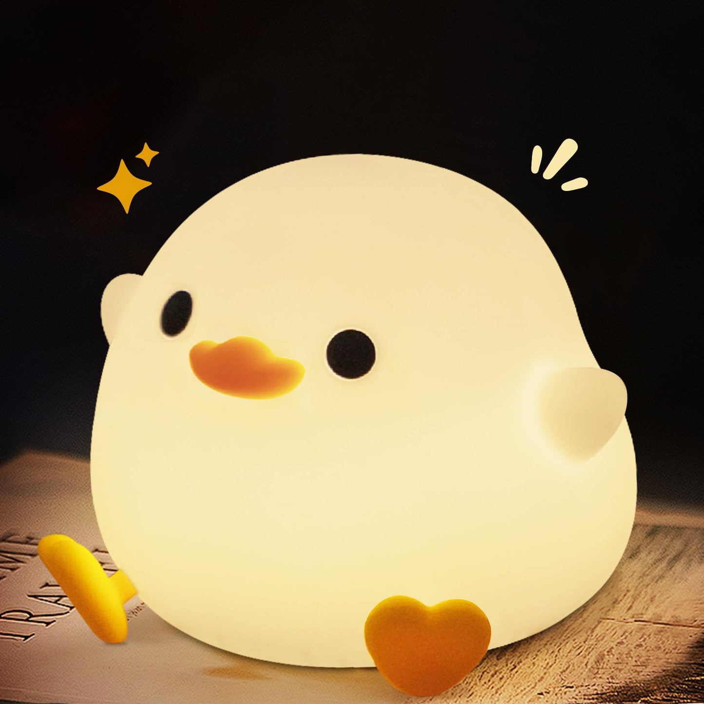 Yr Yrhh-Pet Cute Duck Night Light  Dodo Duck Lamp  Bean Shape  Led Squishy Novelty Ducky Light  Food Grade Silicone Dimmable Nightlight  Light Up Duck Gifts  Baby Kids Nursery Room College Dorm D?Cor
