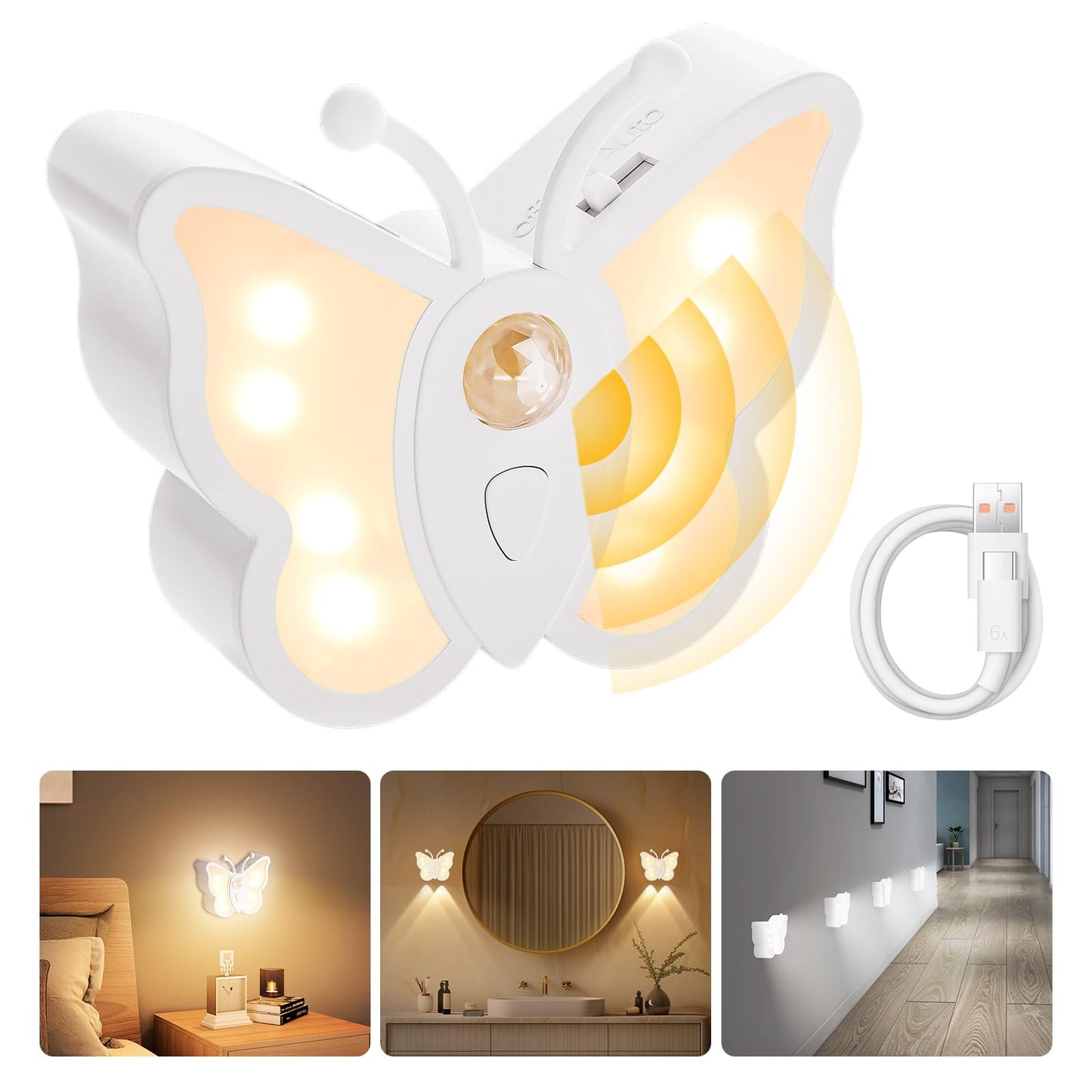 Loftek Motion Sensor Night Light  Rechargeable Stair Lights Indoor  Motion Sensor Light Indoor  Battery Operated Night Light For Hallway  Stairway  Bathroom  Bedroom  Kitchen  Gift  Warm White