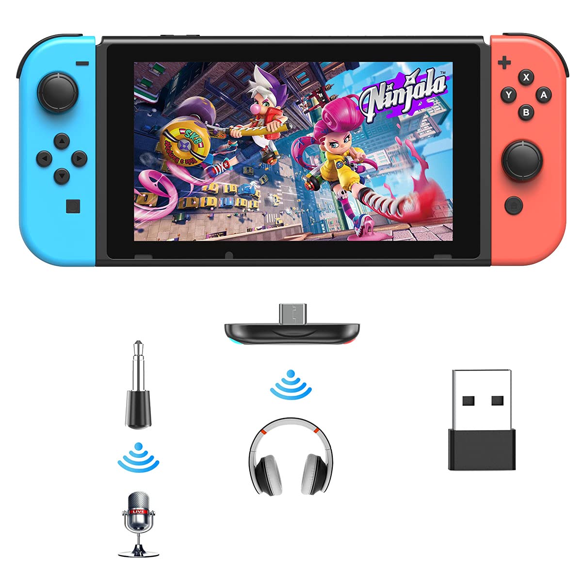 Thunderobot Bluetooth Adapter For Nintendo Switch/Lite, Bt 5.0 Wireless Audio Transmitter With Low Latency Usb C To A Converter