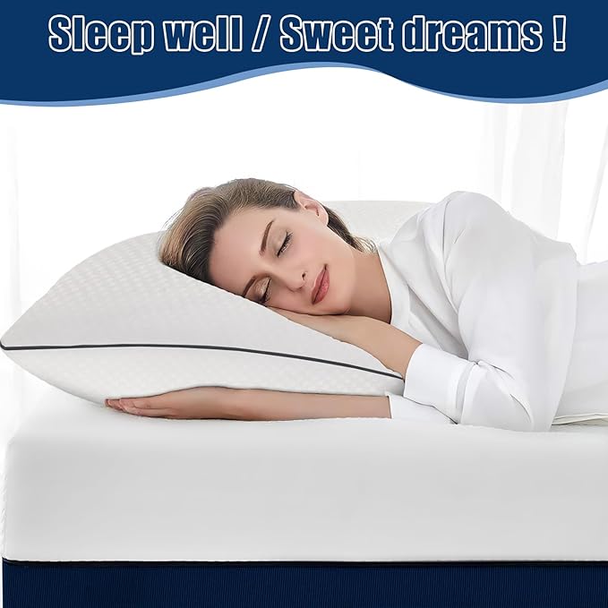 Bed Pillows for Sleeping 2 Pack, Queen Size Pillows Set of 2,Down Alternative Filling, Pillow for Back, Stomach or Side Sleepers Black