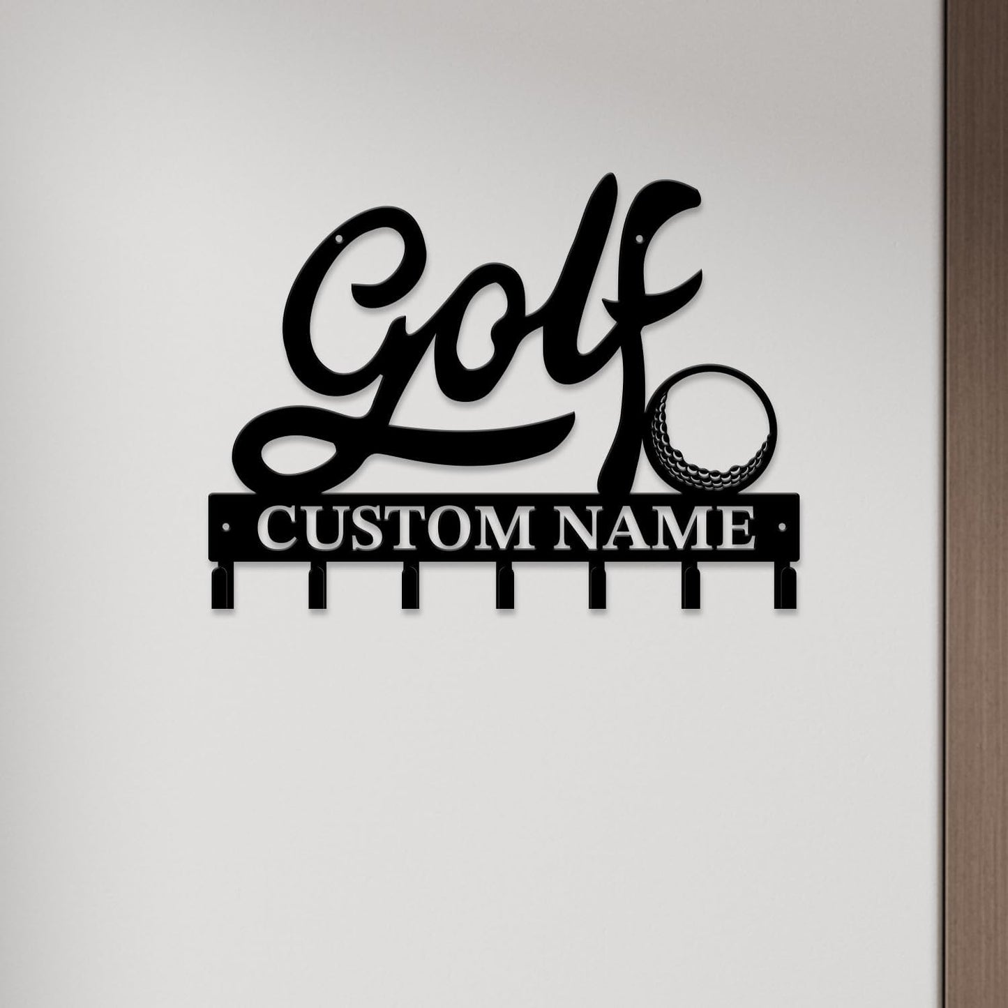 Personalized Custom Name Golf Ball Wall Keys Hooks,Metal Golf Art Clothes Hooks,Metal Golf Lover Wall Home Storage Decorative,For Front Door, Hallway, Kitchen, Bedroom,Keys,Hats (Style H)