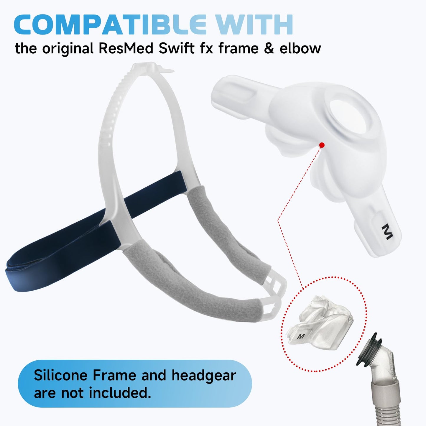 2 Pack CPAP Nasal Pillows Compatible with ResMed Swift FX Nasal Frame Assembly, Gel Silicone Elastomer Dual-Wall Nose Pillow Cushion Mask - Medium