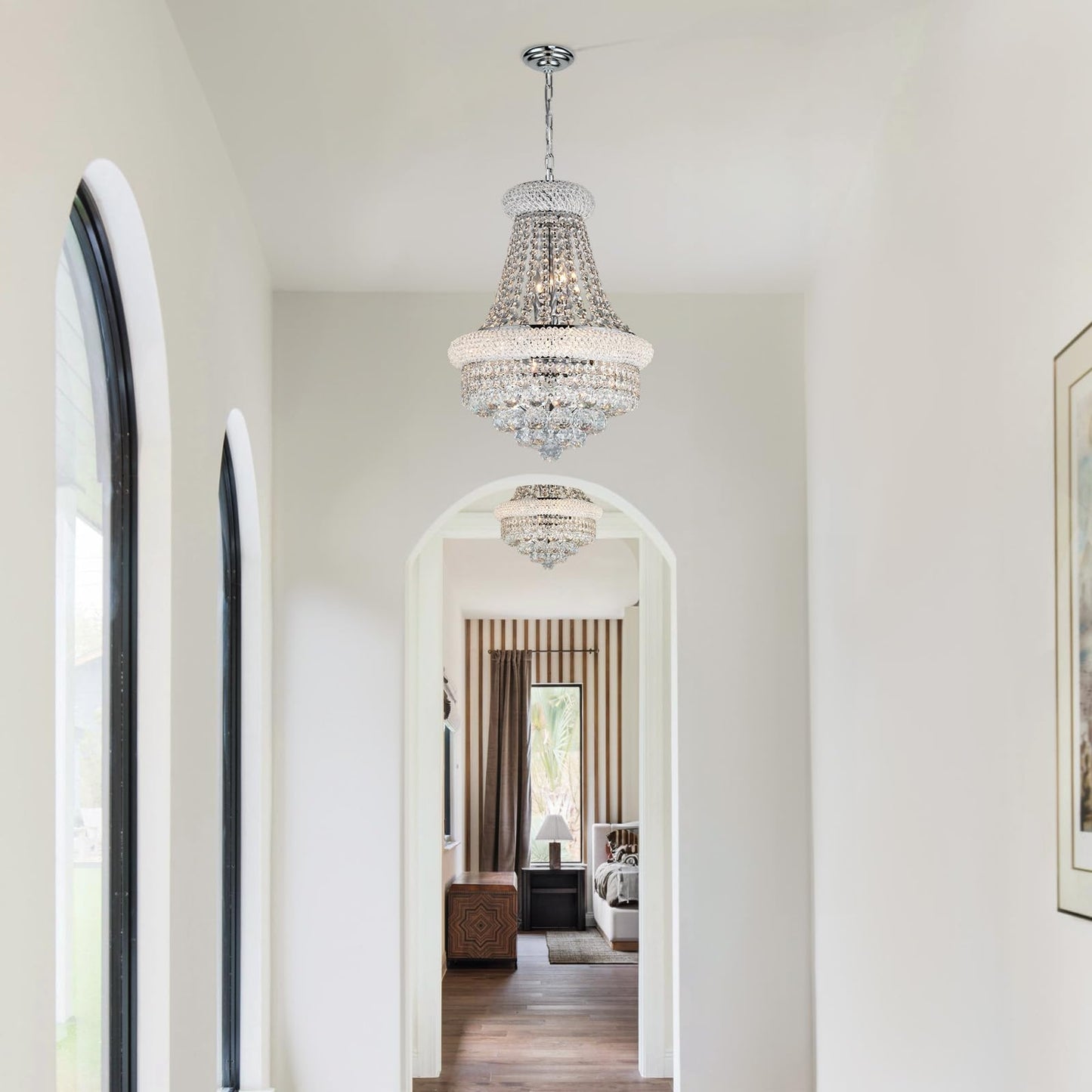 Crystal Chandeliers For Dining Room Light Fixtures Over Table  Empire Style K9 Crystal Chandelier For Living Room  6 Lights Chrome stylish Lighting Fixtures For Bedroom Kitchen Island Entryway D15 Inch