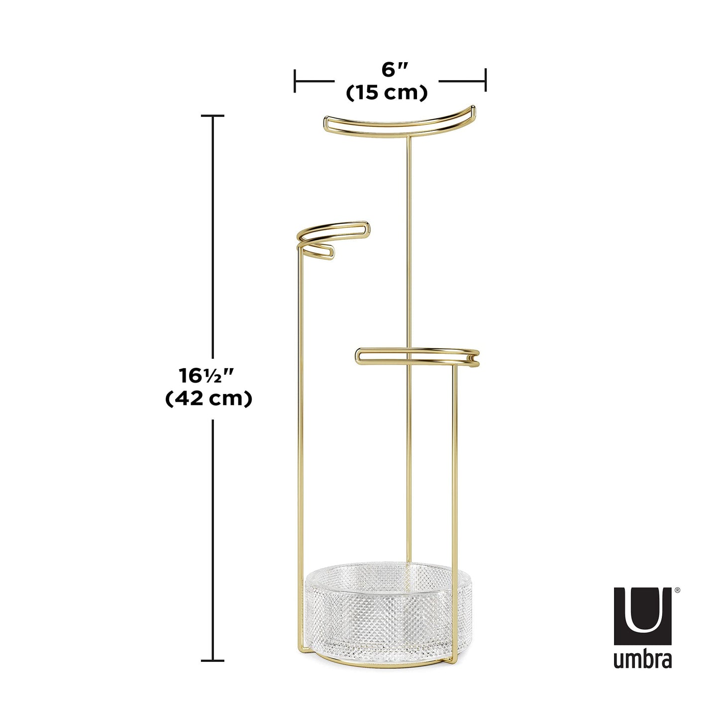 Umbra Tesora Jewelry Organizer and Jewelry Stand with Glass Base