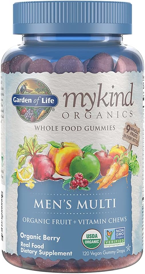 Garden of Life Organics Prenatal Gummies Multivitamin with Vitamin D3, B6, B12 & Organics Men's Gummy Vitamins Multi Berry, 120 Count