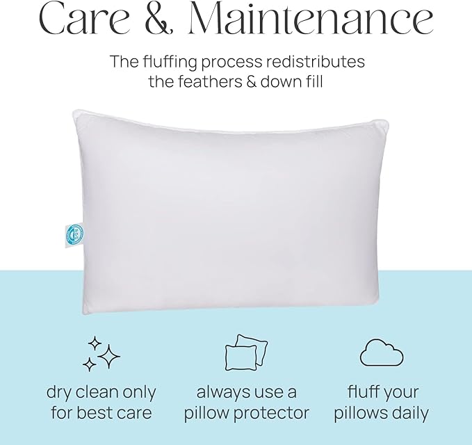 East Coast Bedding Pure Dream Firm Pillow - King Pillow Medium Support, King Size 20x36 Inch Goose Feather Down Pillows, 100% Cotton Shell, Pack of 1