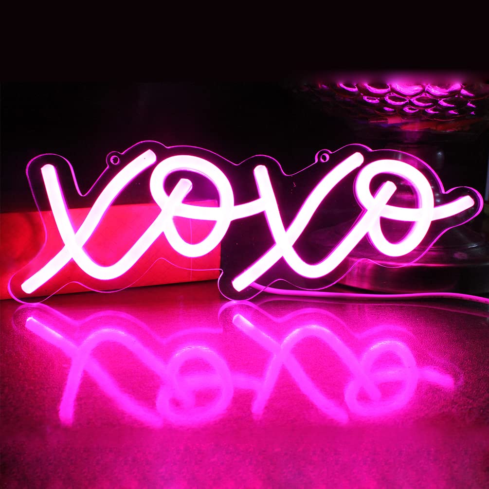 DAKABUKA LED Neon Light Sign for Bedroom Decor, USB Powered, Pink, Model NL010-xoxo Apink