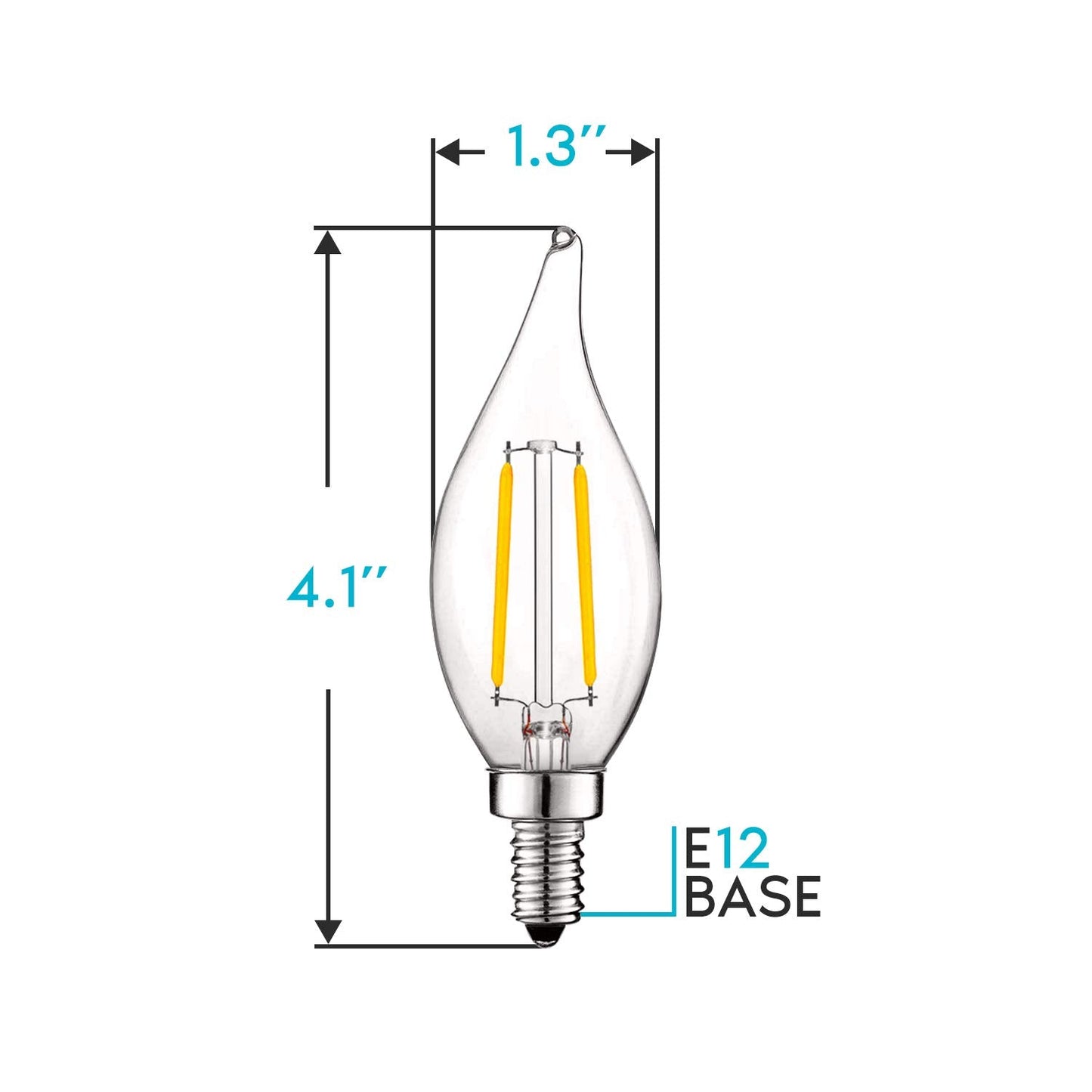 Luxrite 4W Vintage Candelabra Led Bulbs, 3000K Soft White, Dimmable, 400 Lumens, E12 Base, Glass, 6 Pack