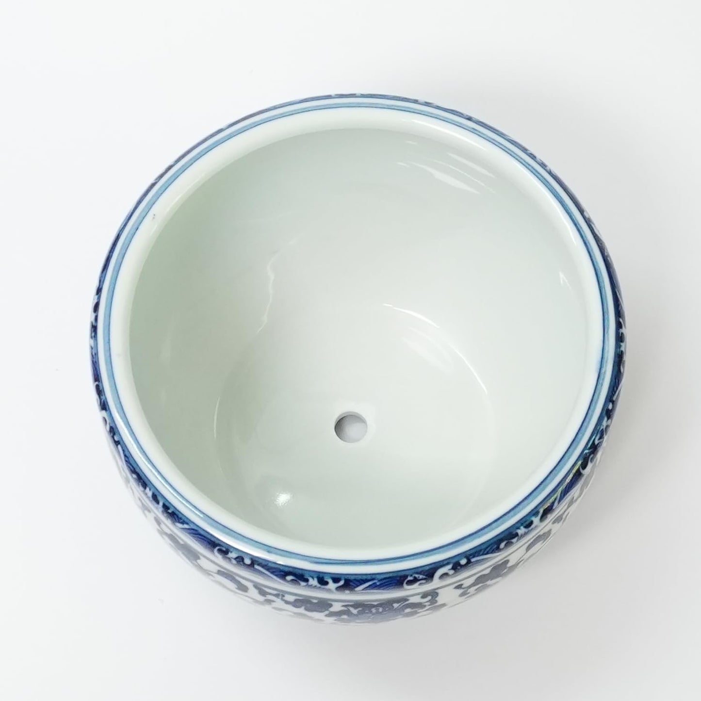 ZENSOAR Blue and White Chinoiserie Planter, Blue and White Flower Pot for Indoor Plants, Oriental Pots for Plants, Oriental Porcelain Chinoiserie Pot, Ceramic Asian Planter