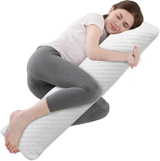 Bioeartha Weighted Body Pillow - Weighted Glass Beads Body Pillow for Adults Full Body Pillow for Deeper Sleep with Breathable Removable Cover, Flexible, Cuddle Support for Side Sleepers 10 * 40 in