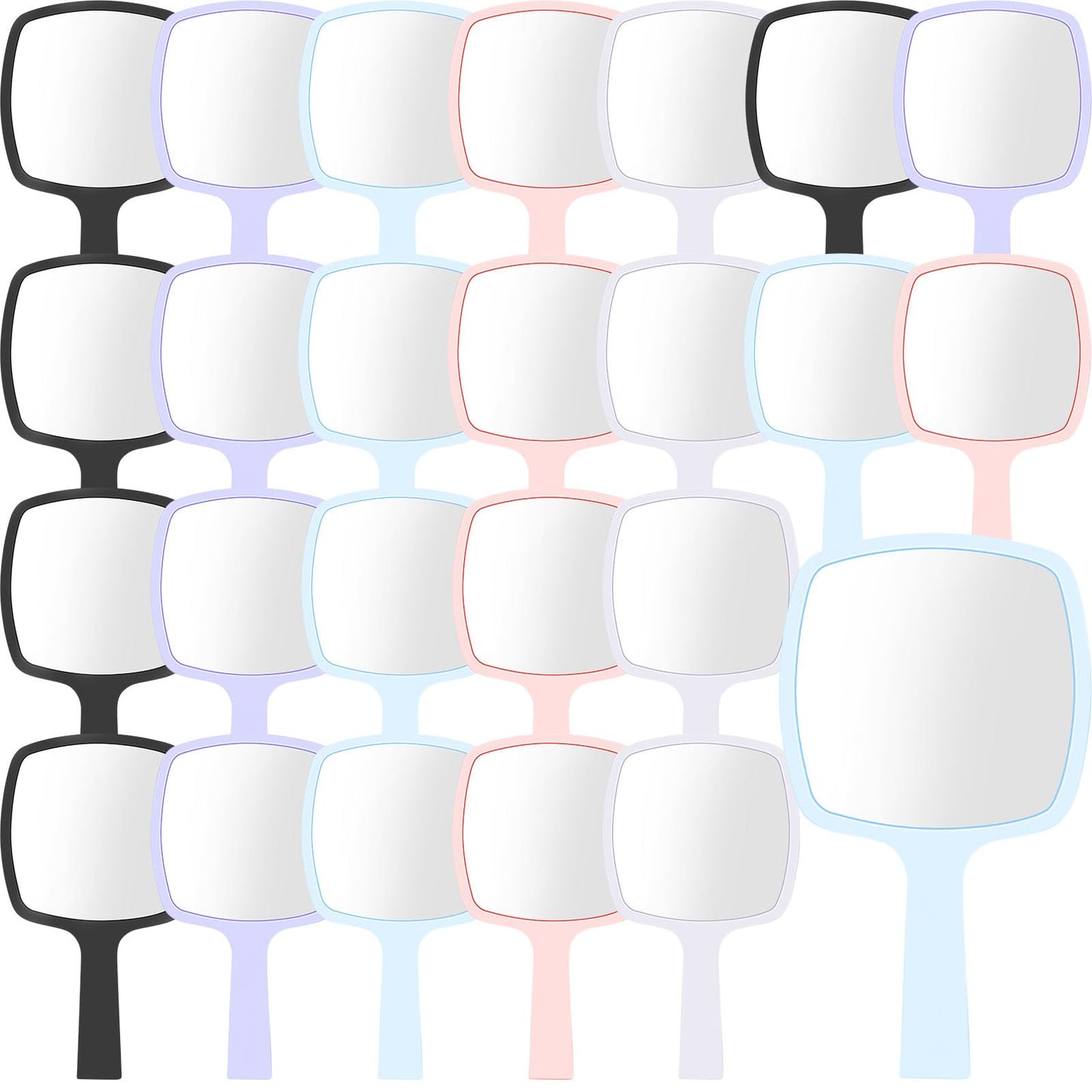 Threehoney 25 Pcs Hand Mirrors Handheld Mirrors with Handle Bulk Travel Cosmetic Makeup Tools Portable Vanity Glass for Bathroom