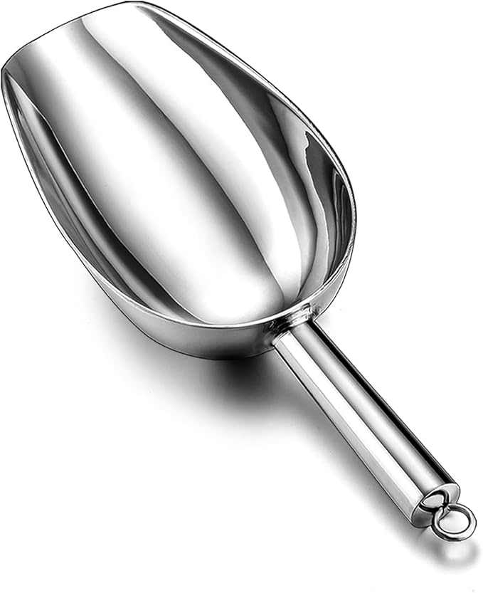 TeamFar Stainless Steel Ice Scoop, Small Metal Food Candy Scoop for Kitchen Bar Party Wedding - 6 Ounces