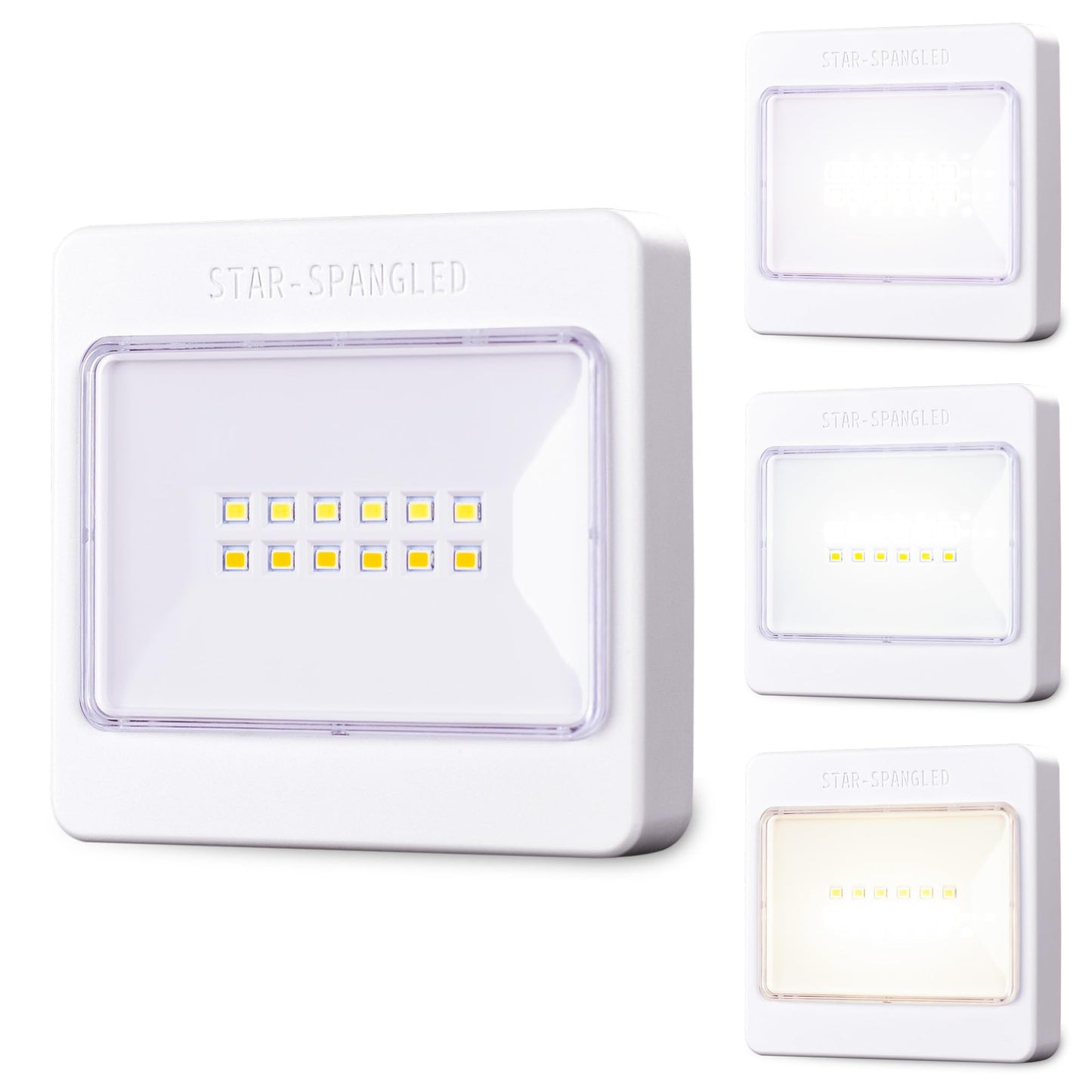 Star-Spangled 3 Pack 3.7  Dimmable Push Tap Lights  Stick On Led Touch Lights Aa Battery Operated  3 Color Modes Sticky Button Lamps For Classroom  Kitchen  Under Cabinet  Closet