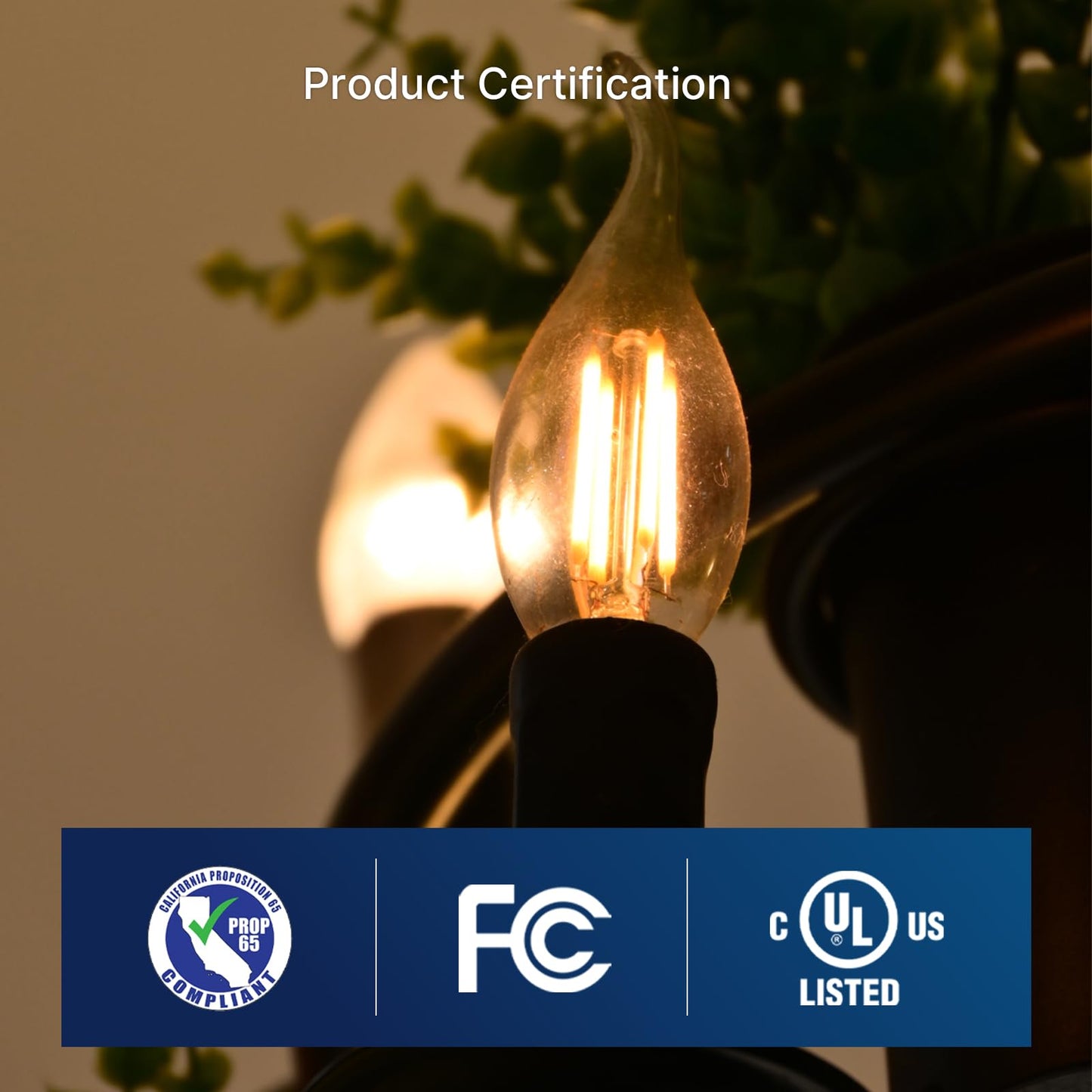 FLSNT LED Chandelier Bulbs, Dimmable CA11 Filament, E26 Base, 2700K Soft White, 6 Pack, Glass