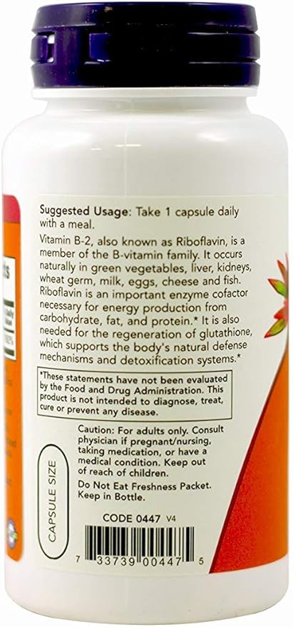 NOW Foods Vitamin B-2 100 mg Caps, 2 pk