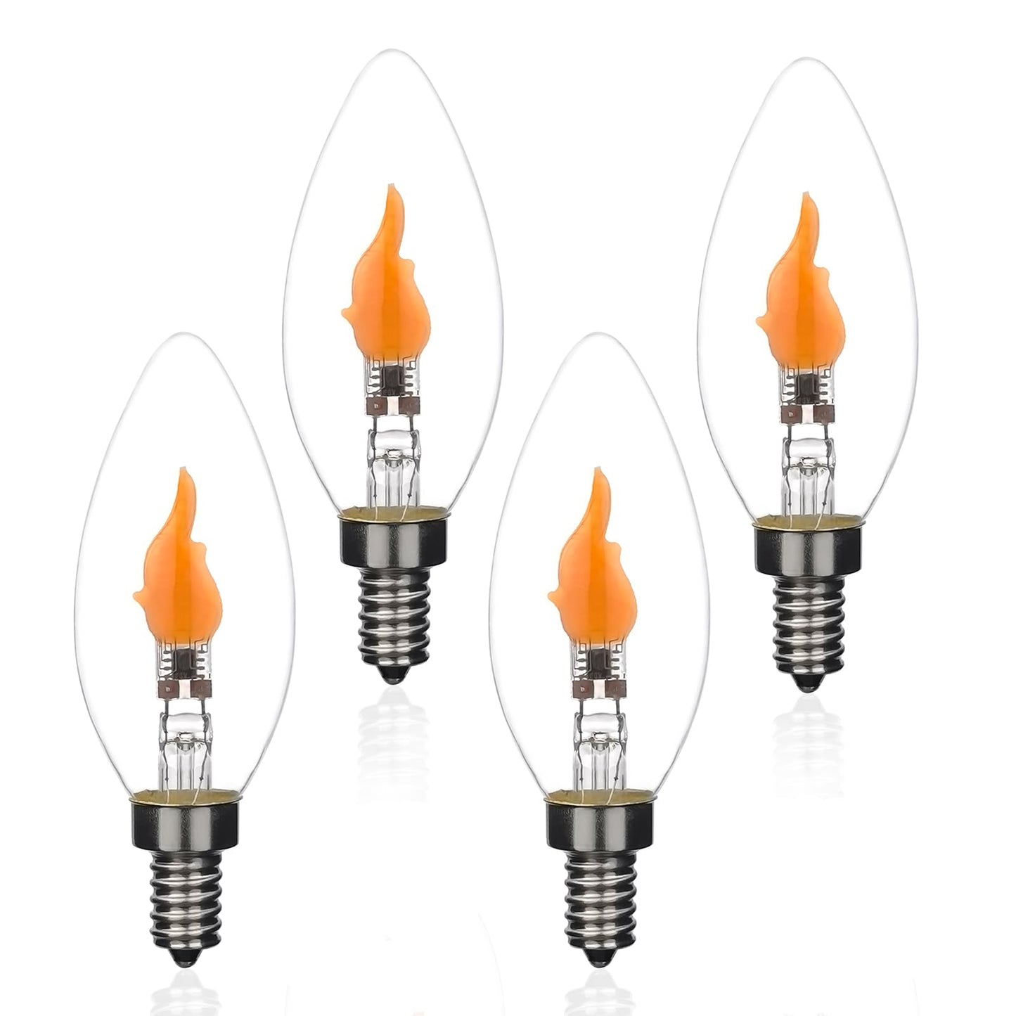 Xiaokalami C35/B11 Led Flame Effect Light Bulb E12 Flickering Candle Light Bulbs For Holiday Gifts Home Hotel Bar Party Decoration Non-Dimmable 4Pack