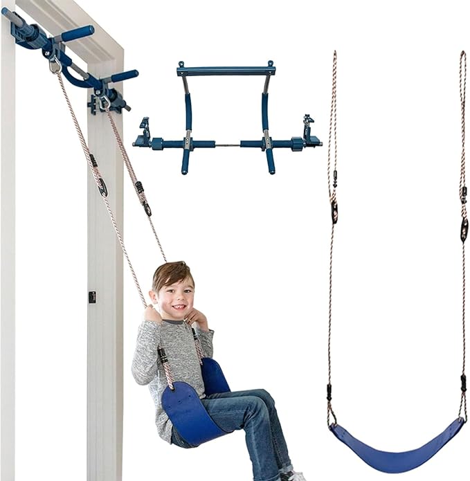 Gym1 Doorway Swing & Pull-Up Bar Gym - Pull-Up Bar Strength Training & Kids Exercise Equipment - Sensory Swing & Rope Ladd...