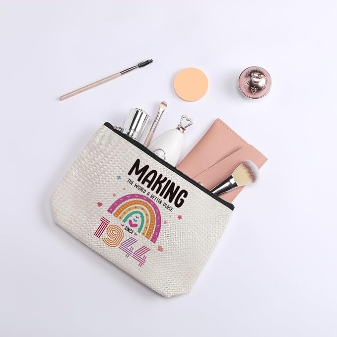 80th Birthday Gifts for Women, 80 Years Old Birthday Gifts Makeup Bag for Mom, Friend, Sister, Grandma, Travel Toiletry Makeup Organizer Zipper Pouch - Making The World a Better Place Since 1944