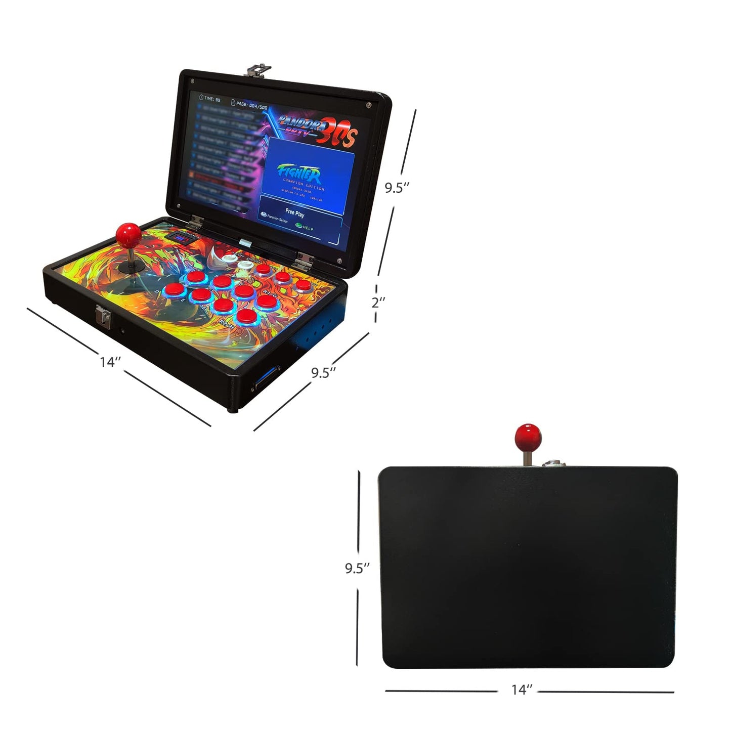 RegiisJoy 30000 in 1 Portable Arcade Game Console 14-inch HD Screen Single Player Pandoras Box 70S,Retro Video Game Machine Metal Box Search/Hide/Save/Load/Pause Games