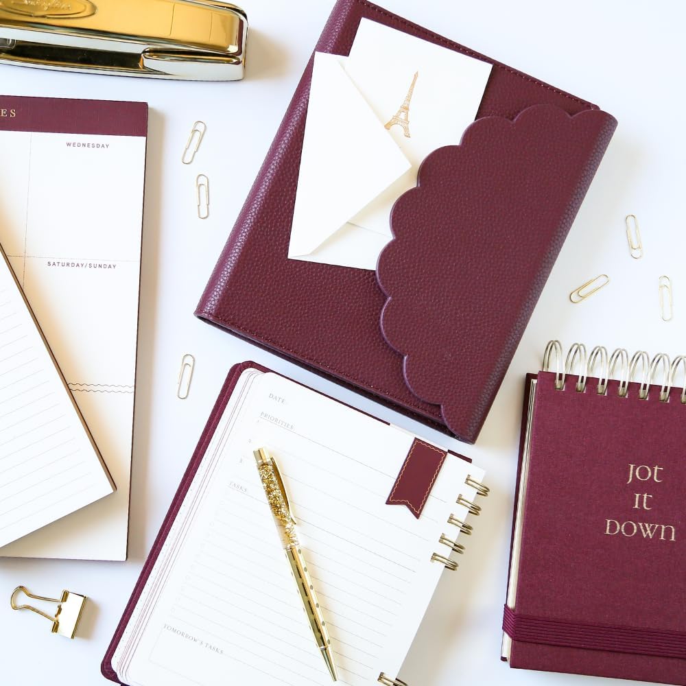 Graphique Vegan Leather Wrap Journal Luxe Collection, Hardcover Diary Notebook for Writing, 160 Lined Pages, 7” x 8.75”, Plum Red