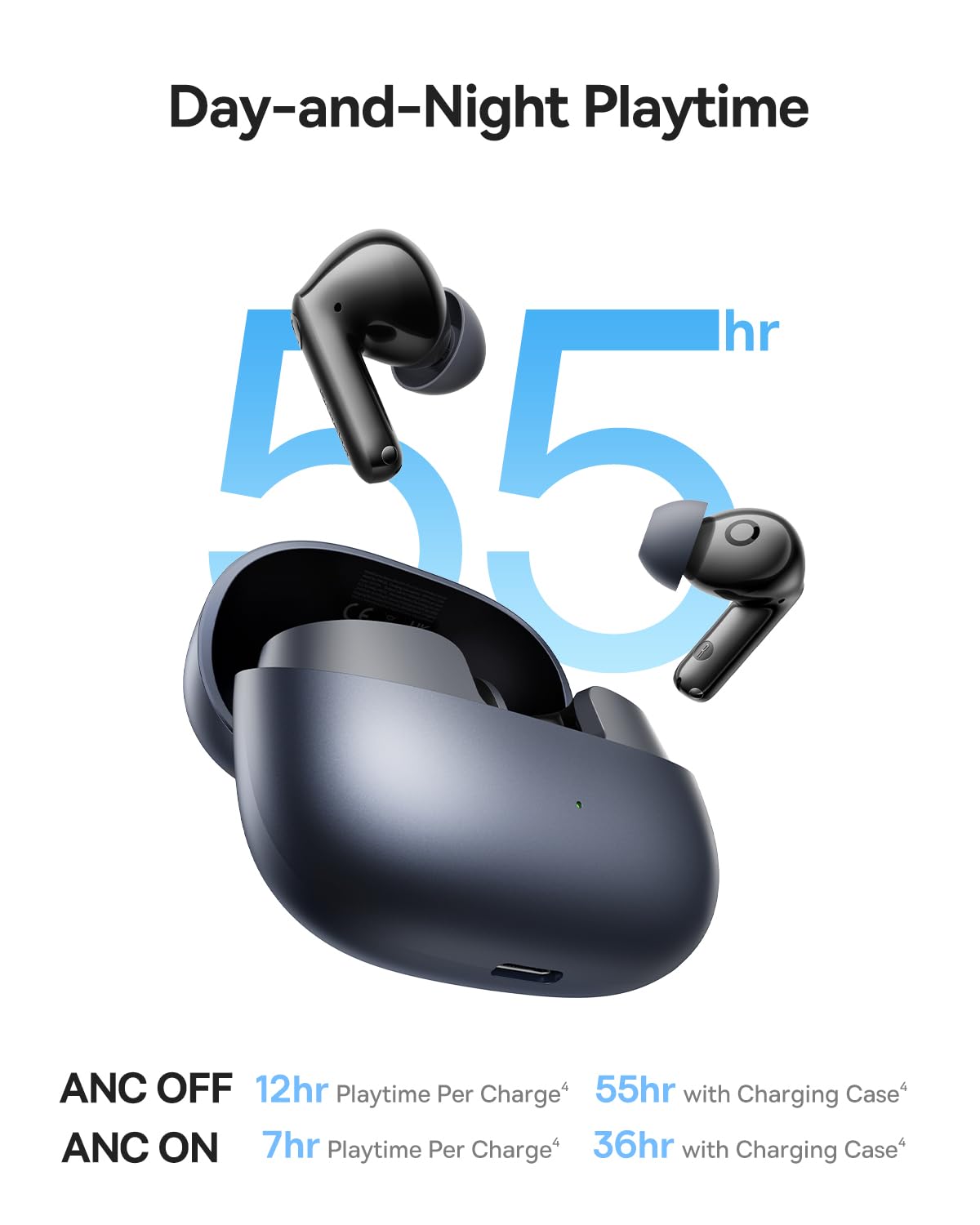 Baseus Bass BP1 Pro Noise Cancelling Wireless Earbuds, Real-Time Adaptive Noise Cancelling, Adaptive Active EQ, LDAC Hi-Res Sound, 6-Mic AI Clear Calls, 55H Playtime, IP55 Waterproof, Bluetooth 6.0